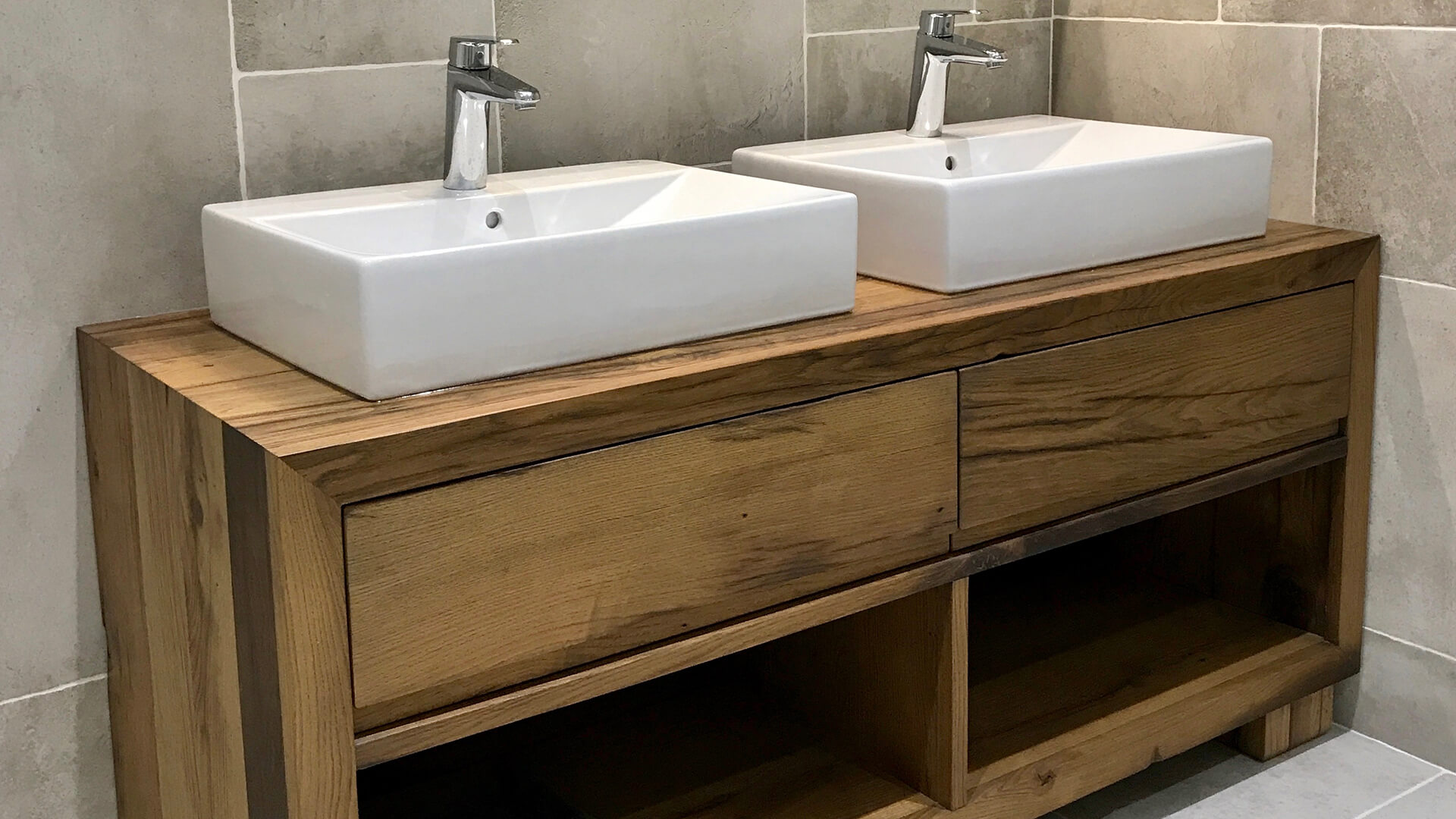 wooden bathroom sink unit